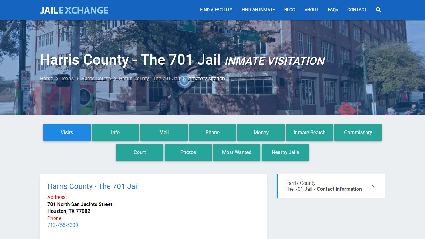 Inmate Visitation - Harris County - The 701 Jail, TX - Jail Exchange